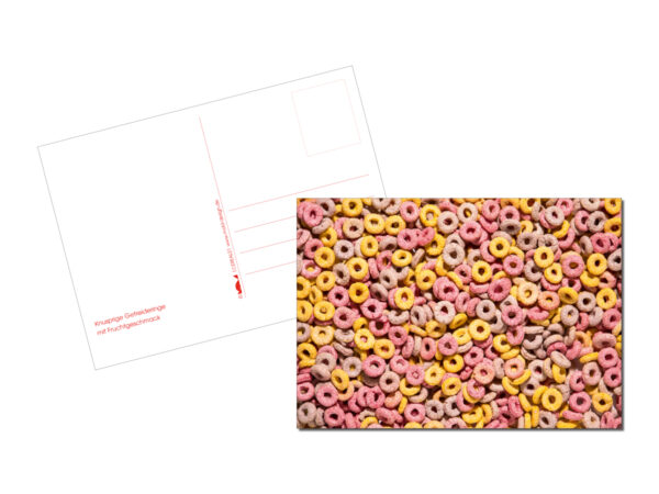 Postkarte // Knusprige Getreideringe mit Fruchtgeschmack