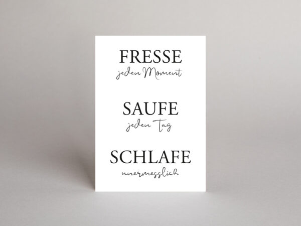 Postkarte // Fresse Saufe Schlafe – Bild 2